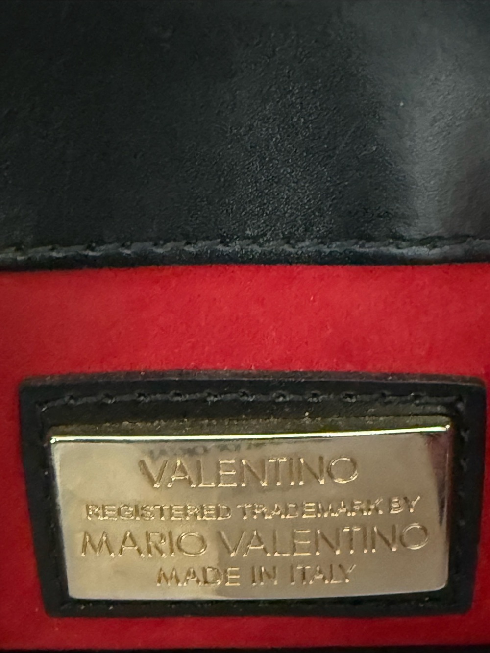 Valentino Black Leather Satchel with Gold V Logo - Picture 2 of 3